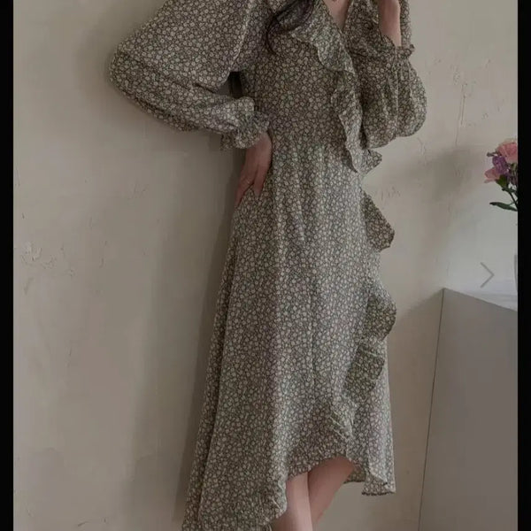 [BUNJANG] The Tilbury Pleated Collar Dress Olive / 더틸버리 플리츠 카라 원피스 올리브 (새상품)