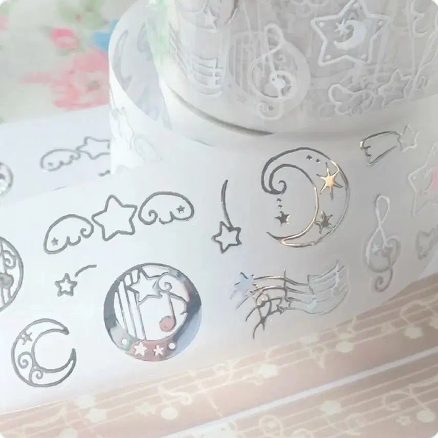 [BUNJANG] Cotton World Moon & Music Notes Kiss-Cut Washi Tape / 코튼월드 달빛 악보 키스컷띵