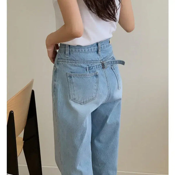 [BUNJANG] Edmore Blmoon Cinch Back Semi Wide Denim Pants / 에드모어 블루문 신치백 세미 와이드 데님팬츠(정가5.8)