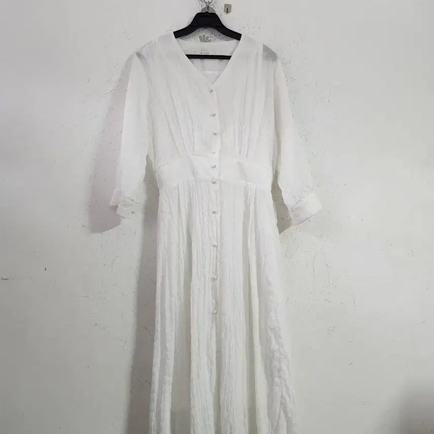 [BUNJANG] Blancve V-Neck Long Dress White / 블랑브 V넥 롱 원피스 화이트
