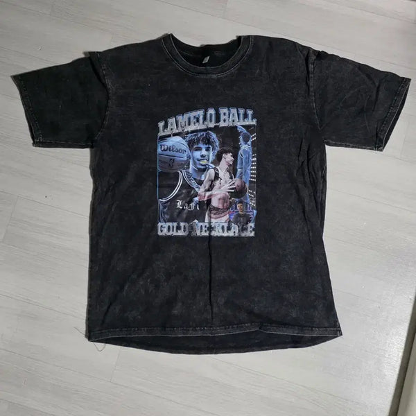 [BUNJANG] Lamelo Ball Oversized Stonewashed Short Sleeve T-Shirt / 라멜로 볼 오버사이즈 스톤워싱 반팔 티셔츠