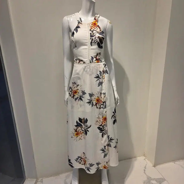 [BUNJANG] Floral Backless Halter Neck Maxi Dress - Resort & Vacation Wear / 롱원피스 (새상품/급처/S)바캉스룩 추천! 플로럴 백리스 홀터넥