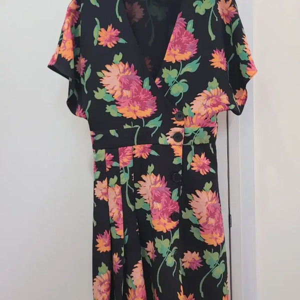 [BUNJANG] Zara Black Floral Pattern Wrap Dress Size S / 자라 블랙 플라워 패턴 랩 원피스 S사이즈