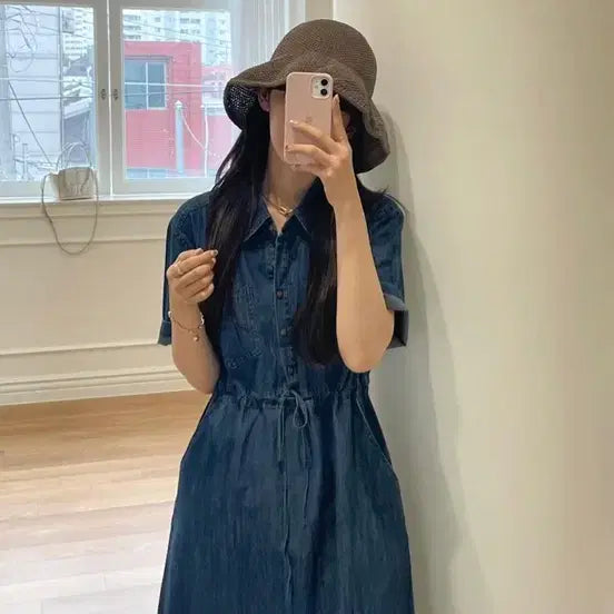 [BUNJANG] Ssong Label Denim Robe Dress Deep Blue / 쏭라벨 로브 데님 원피스 진청