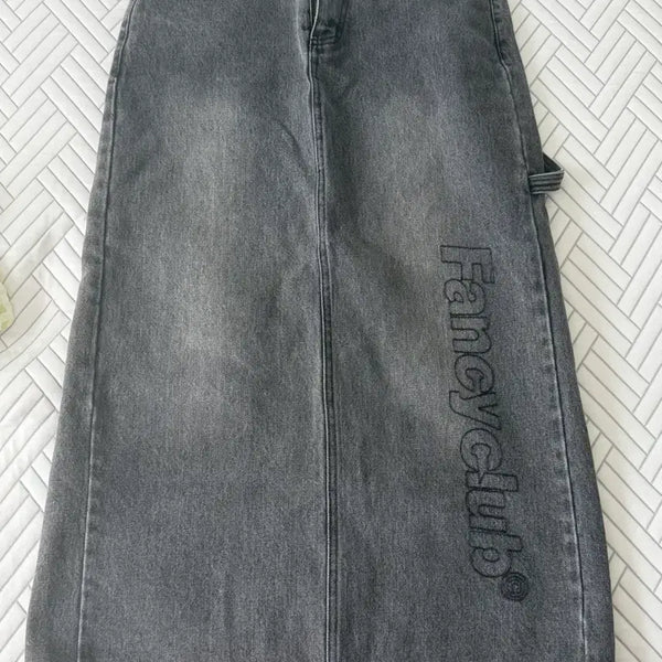 [BUNJANG] Fancy Club Black Denim Long Skirt / 팬시클럽 흑청 데님 롱스커트
