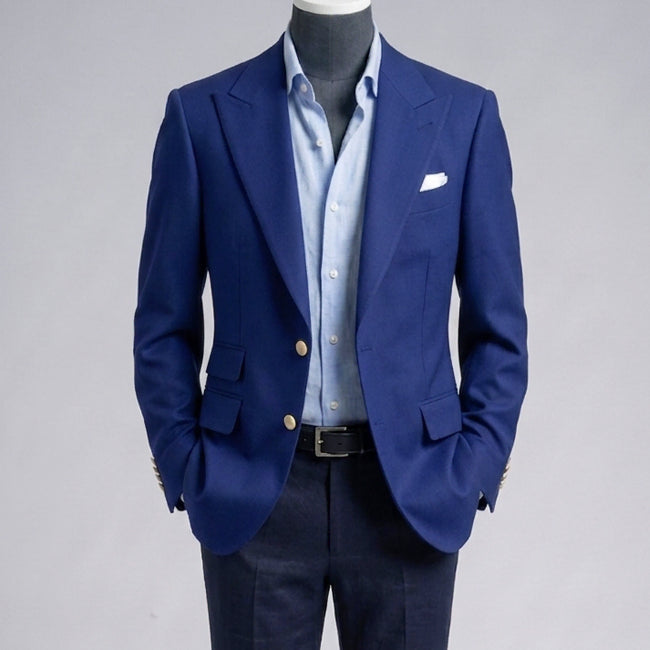 [BUNJANG] Vanhart di Albazar Cobalt Blue Peak Lapel Blazer Jacket / 반하트 디 알바자/와이드 피크드라펠 코발트 블루 블레이져 자켓/100