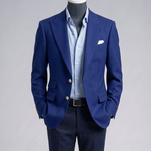 [BUNJANG] Vanhart di Albazar Cobalt Blue Peak Lapel Blazer Jacket / 반하트 디 알바자/와이드 피크드라펠 코발트 블루 블레이져 자켓/100