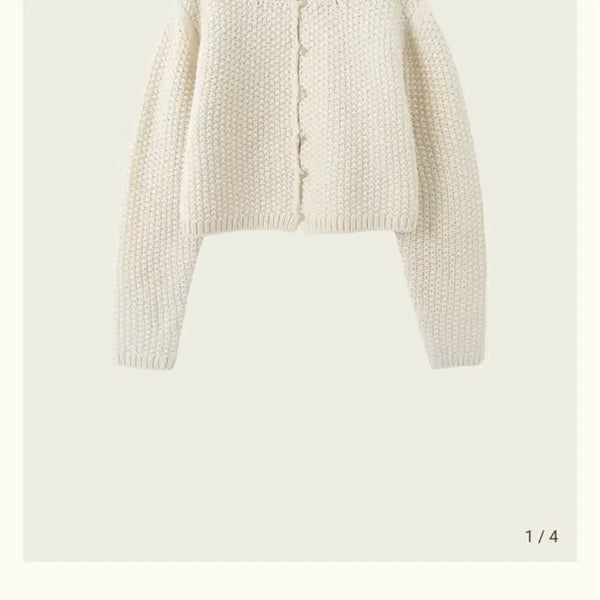 [BUNJANG] Ribbon Light Teddy Knit Cardigan / 리본빛 테디 니트 가디건