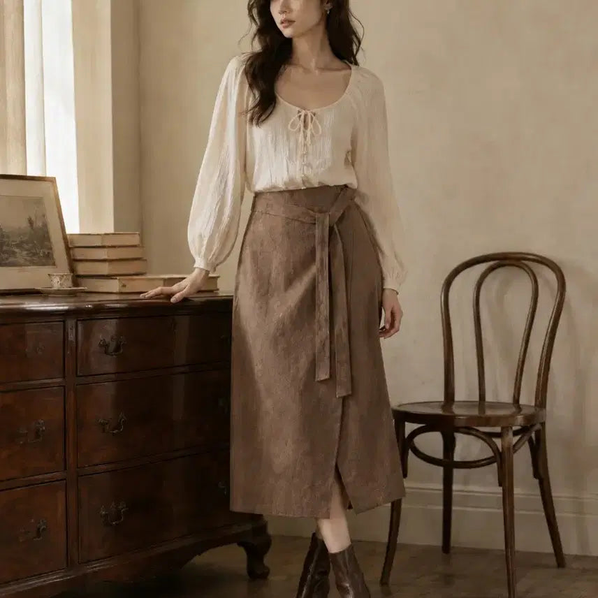 [BUNJANG] I hour Natural Crinkle Blouse (Ivory/One Size) / I hour  네추럴 크링클 링클 블라우스 (아이보리/프리사이즈