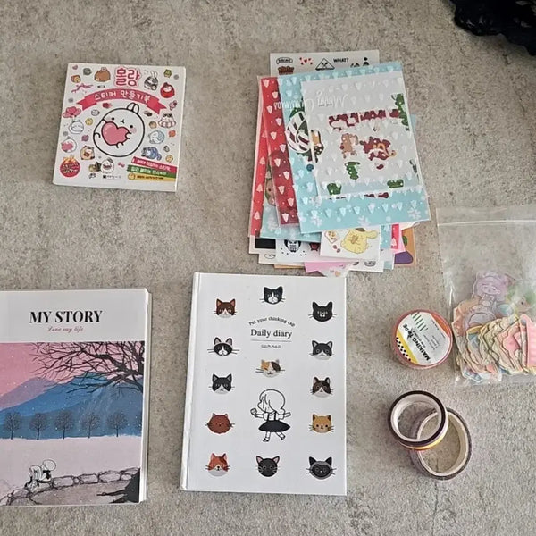 [BUNJANG] Diary Sticker & Masking Tape Bundle / (미사용) 다이어리 스티커 마스킹테이프 문구류 묶음(일괄)