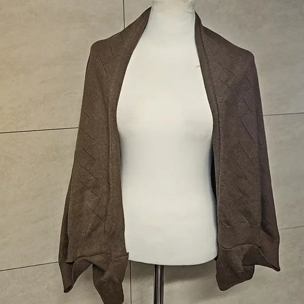 [BUNJANG] Brown Knit Shawl Cardigan / (특이한) 브라운 니트 숄 가디건
