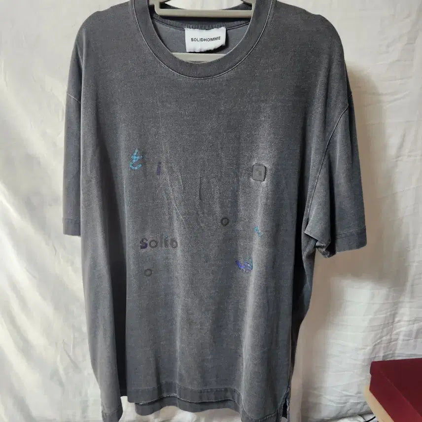 [BUNJANG] Solid Homme Washed Short-Sleeve T-Shirt Gray 48 / 솔리드옴므 워싱 반팔 티셔츠 그레이 48