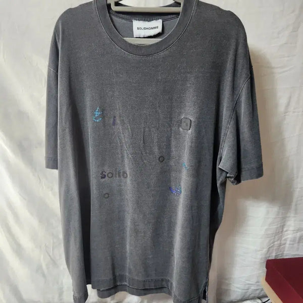 [BUNJANG] Solid Homme Washed Short-Sleeve T-Shirt Gray 48 / 솔리드옴므 워싱 반팔 티셔츠 그레이 48
