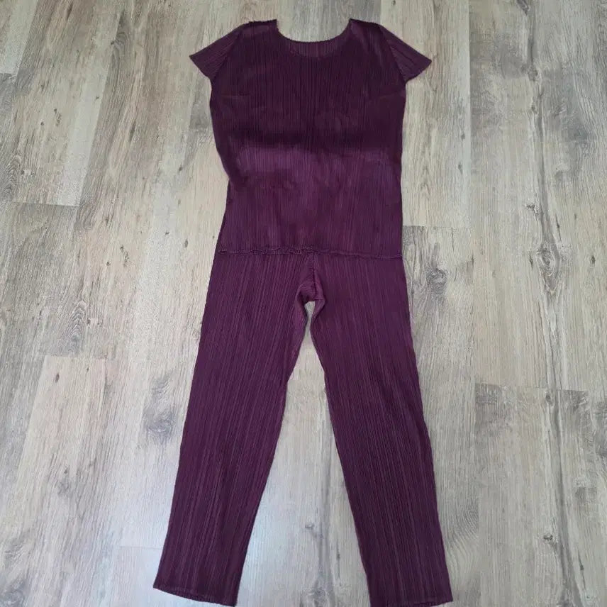 [BUNJANG] Pleats Please Burgundy Top & Bottom Set / 플리츠 플리즈상하의 세트 버건디