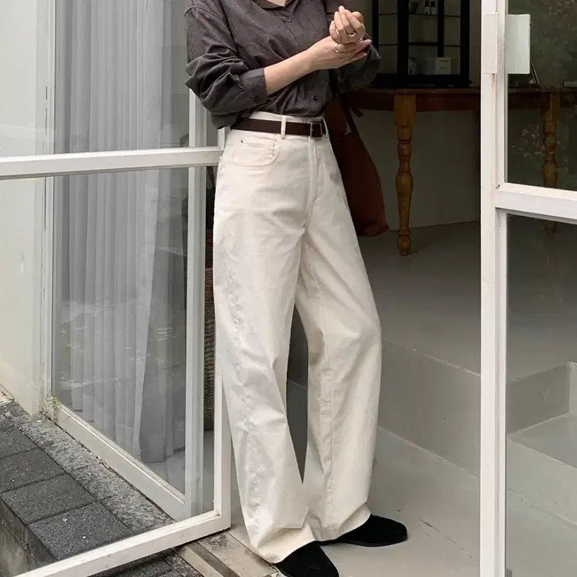 [BUNJANG] Edmore Semi-Wide Corduroy Pants Long/S Pale Cream / (새상품) 에드모어 세미와이드 코듀로이 팬츠 롱/S