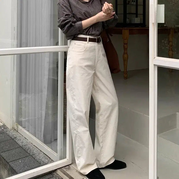 [BUNJANG] Edmore Semi-Wide Corduroy Pants Long/S Pale Cream / (새상품) 에드모어 세미와이드 코듀로이 팬츠 롱/S