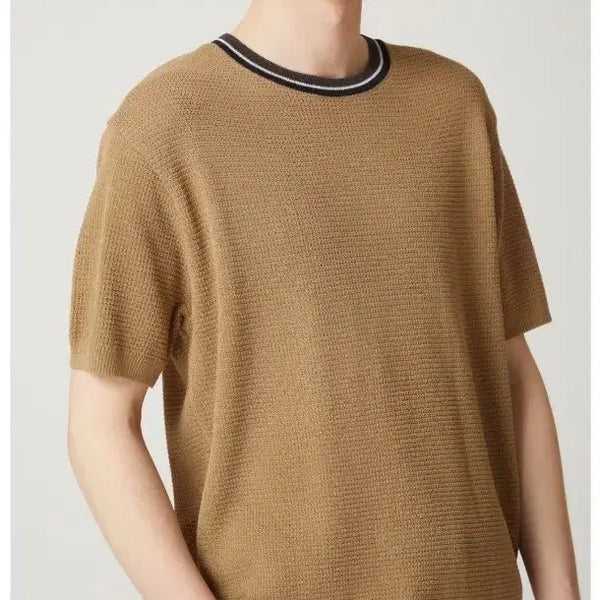 [BUNJANG] Henry Cotton Semi-Textured Round Neck Short Sleeve Knit T-Shirt / 헨리코튼 잔조직 라운드 니트 반팔 티셔츠