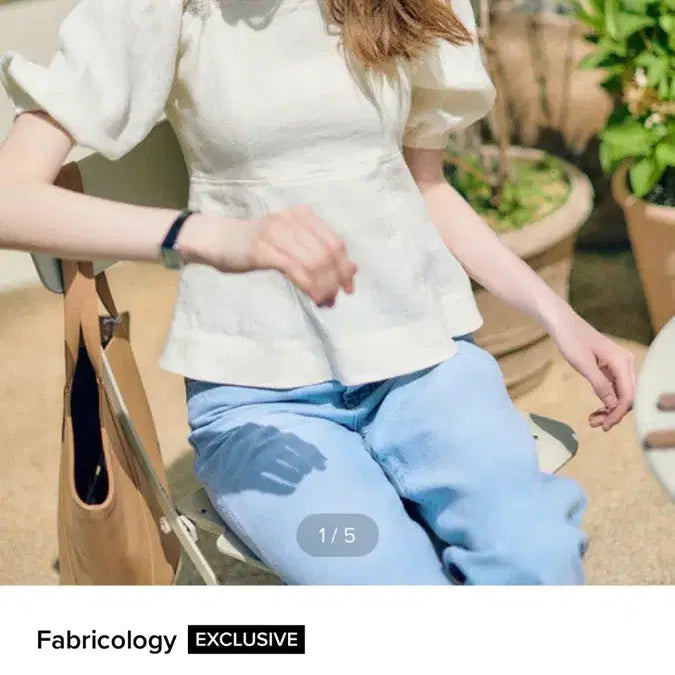 [BUNJANG] Fabriccology Cream Linen Blend Summer Blouse / 패브릭컬러지 여름블라우스 50% 크림 1회착 시에유메르