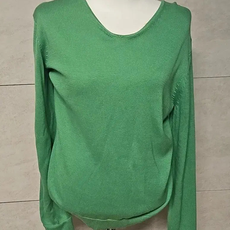 [BUNJANG] 100% Cotton V-Neck Knit Green / V넥 면 100 프로 니트  그린