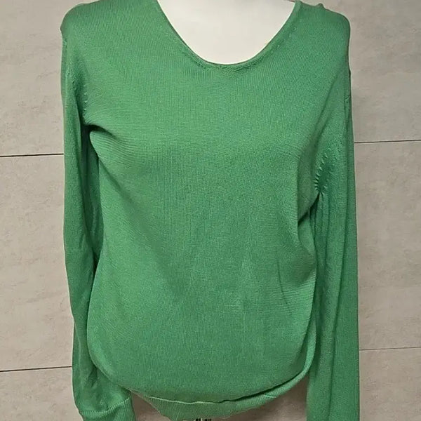 [BUNJANG] 100% Cotton V-Neck Knit Green / V넥 면 100 프로 니트  그린