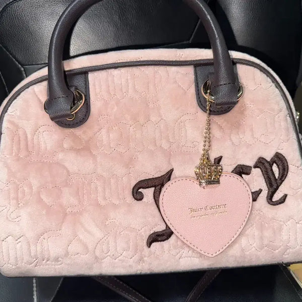[BUNJANG] JUCY COUTURE Pink Velvet Tote Bag Crossbody Bag / (새상품) 쥬시꾸뛰르 핑크 벨벳 토트백 크로스백