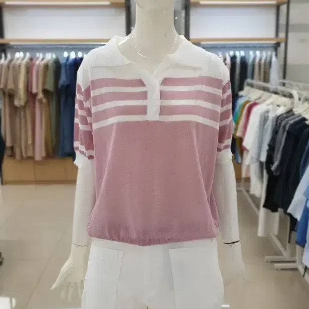 [BUNJANG] Olive des Olive Striped Short Sleeve Knit / 올리브데올리브 스트라이프 반팔 배색 여름 니트