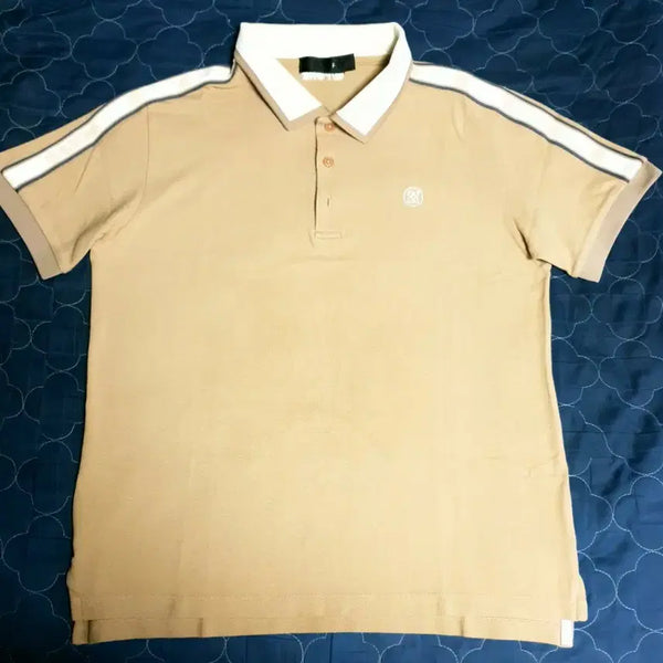 [BUNJANG] G/Fore Sideband Lettering Logo Short Sleeve Polo Shirt Beige (M) / 지포어 골프 사이드밴드 레터링 로고 반팔카라티 베이지 (M)