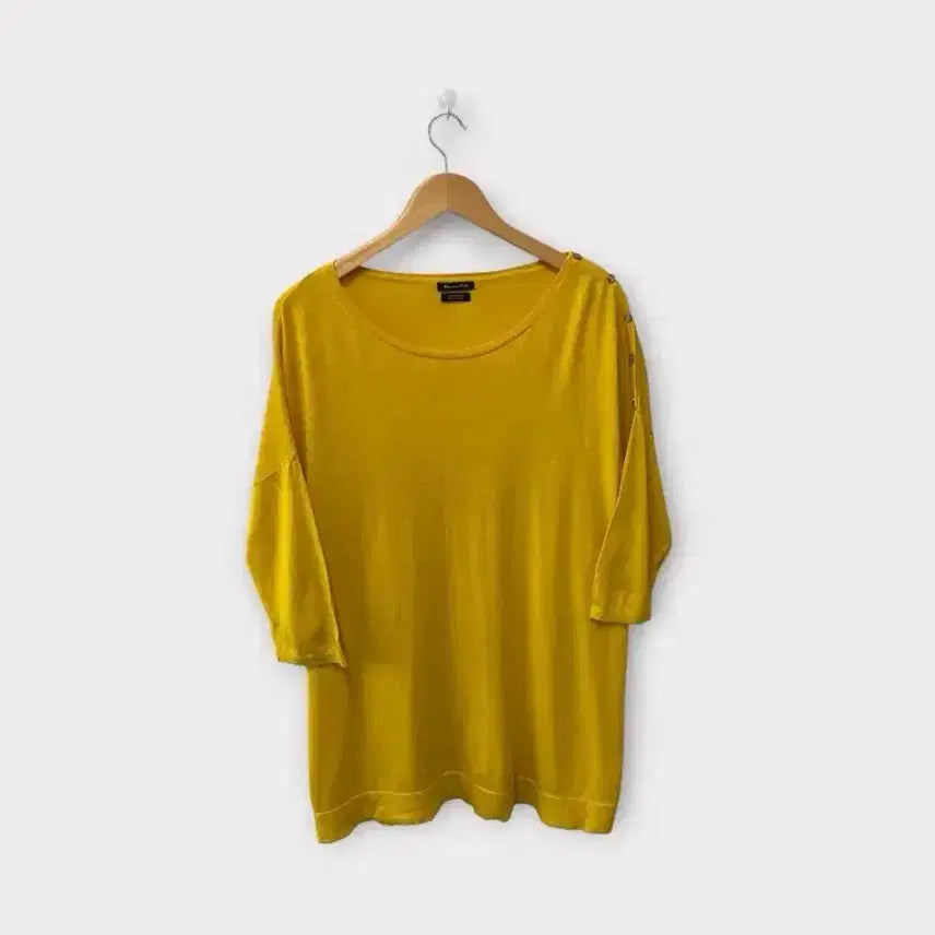 [BUNJANG] Massimo Dutti Yellow Silk Cotton Loose Fit T-Shirt M-L / 마시모두띠 옐로우 실크코튼 루즈핏 티셔츠 M-L