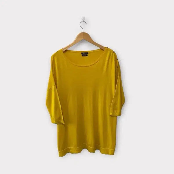 [BUNJANG] Massimo Dutti Yellow Silk Cotton Loose Fit T-Shirt M-L / 마시모두띠 옐로우 실크코튼 루즈핏 티셔츠 M-L