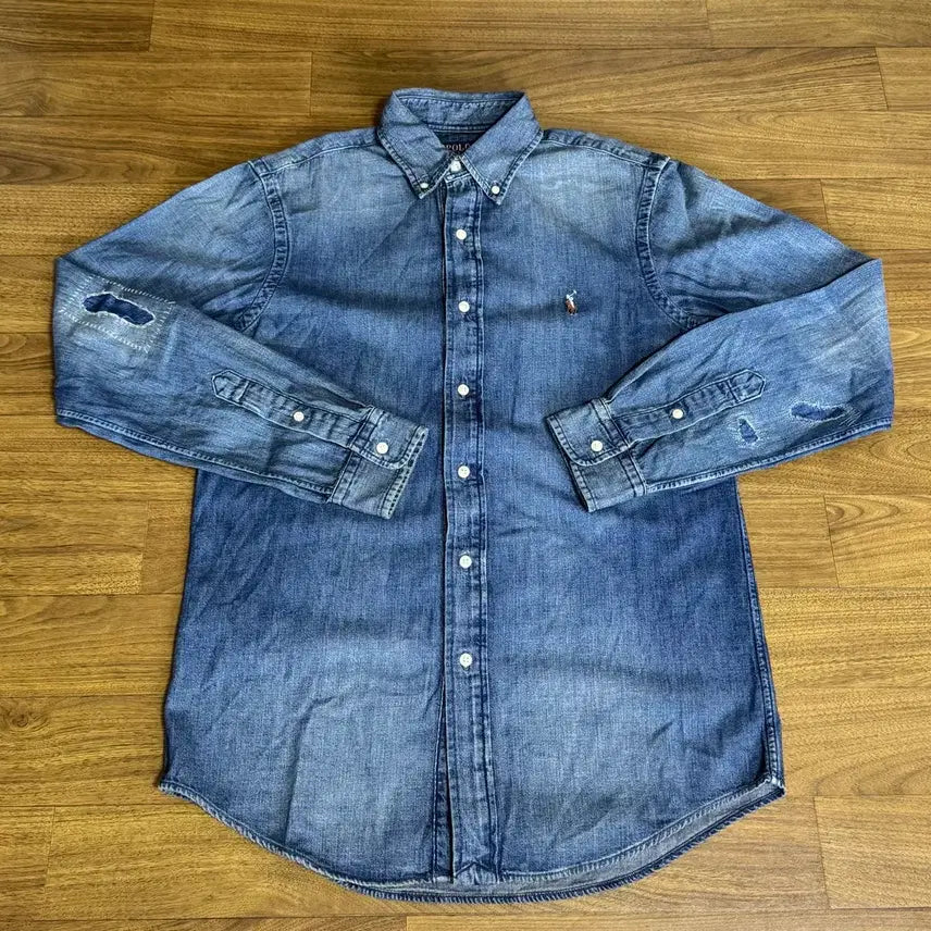 [BUNJANG] Polo Ralph Lauren Repaired Denim Shirt - Size S / 폴로 리페어드 데님 셔츠 S 실착1회 일반데님 보다 두께감 있음