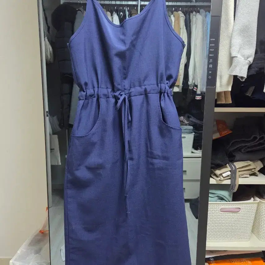 [BUNJANG] Navy Sleeveless String Maxi Dress / 네이비 민소매 끈 원피스