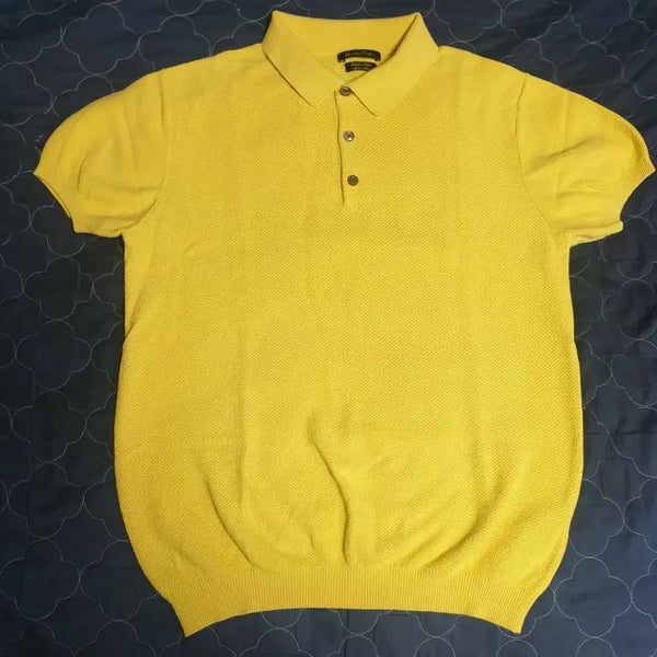 [BUNJANG] Massimo Dutti Extra Fine Cotton Short Sleeve Polo Knit Yellow (S) / 마시모두띠 ss시즌 엑스트라파인 코튼 카라 반팔니트 옐로우 (S)