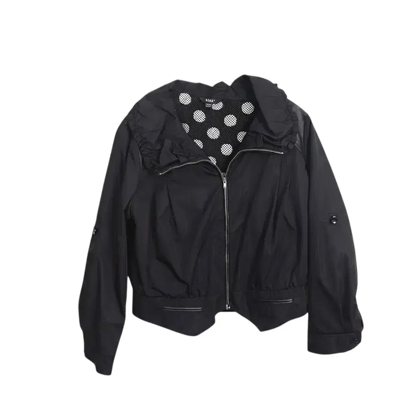 [BUNJANG] Kiok Kang Kiok Color Block Genuine Leather Jumper BK / 여성77/ 기옥 kiok 강기옥 양가죽 배색 점퍼 bk 36-89