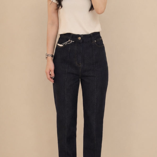[BUNJANG] TOTEM Tapered Leg Dark Indigo Denim Jeans / 토템 테이퍼드 레그 데님 청바지 다크 인디고 224-231-741-497