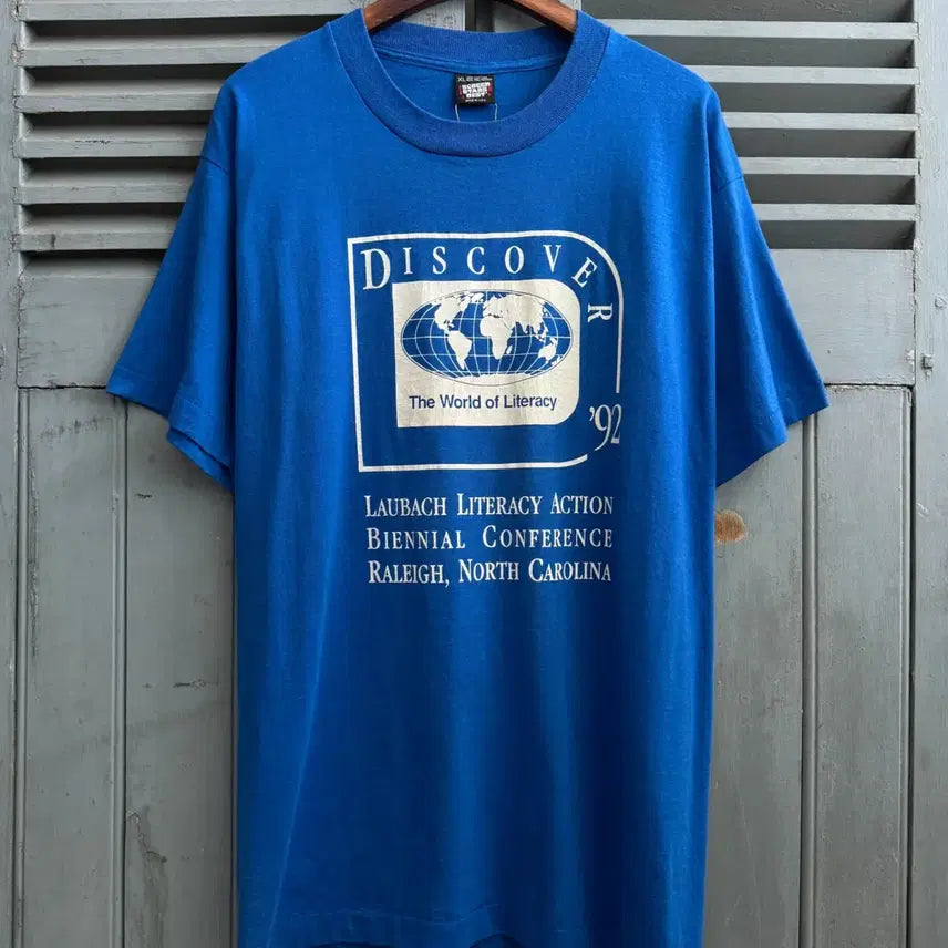 [BUNJANG] Vintage 90's USA Blue Globe Printing T-Shirt XL / [XL]90's USA 빈티지 블루 글로브 프린팅 티셔츠