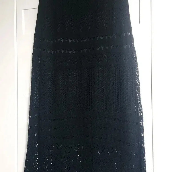[BUNJANG] Black Mesh Panel Long Skirt / 블랙  스카시 섹시망  스커트(새상품)