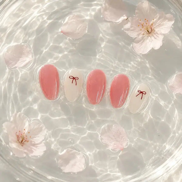 [BUNJANG] Handmade Nail Tips with Red Ribbon Accent / 월드컵기간할인) 수제 네일팁