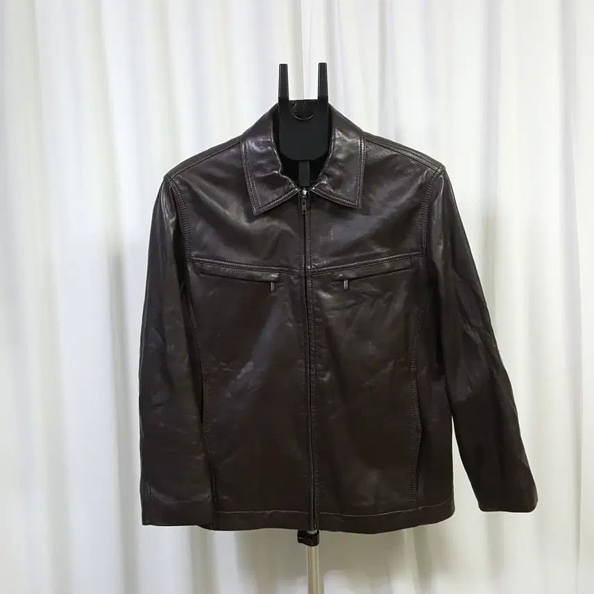 [BUNJANG] ESQUIRE HOMME Men's Dark Brown Lambskin Leather Jacket Size 100 / 에스콰이아 옴므 남성 가죽자켓 양가죽 다크브라운 100 오일장
