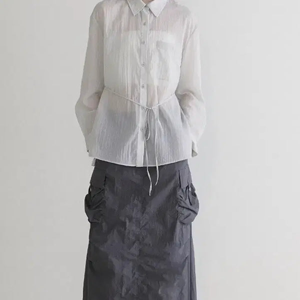 [BUNJANG] Raive Cargo Nylon Skirt Charcoal Size 1 / Raive 레이브 카고 나일론 스커트 차콜 1 사이즈