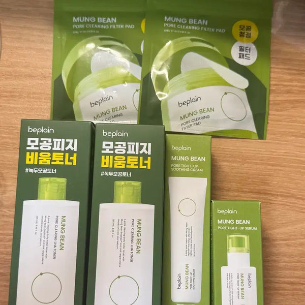 [BUNJANG] B. P. Green Bean Pore Clearing AHA Toner Tightening Serum Soothing Cream Set / 비플레인 녹두 모공 클리어링 라하 토너 타이트업 세럼 수딩 크림
