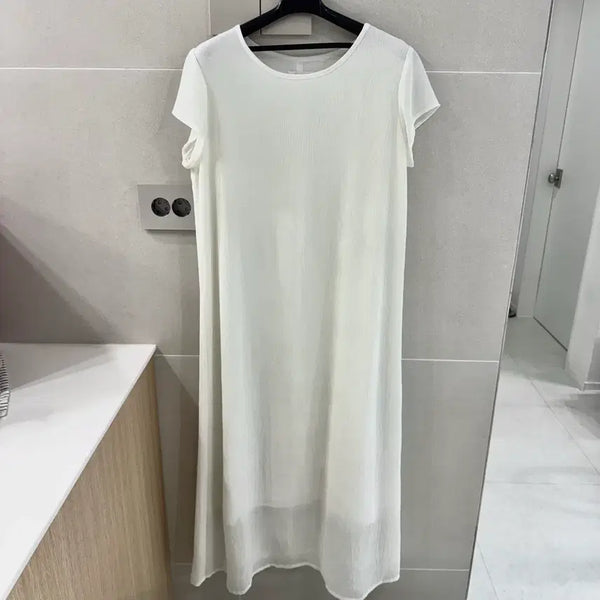 [BUNJANG] White Short Sleeve Long Dress / 화이트 반팔 롱원피스