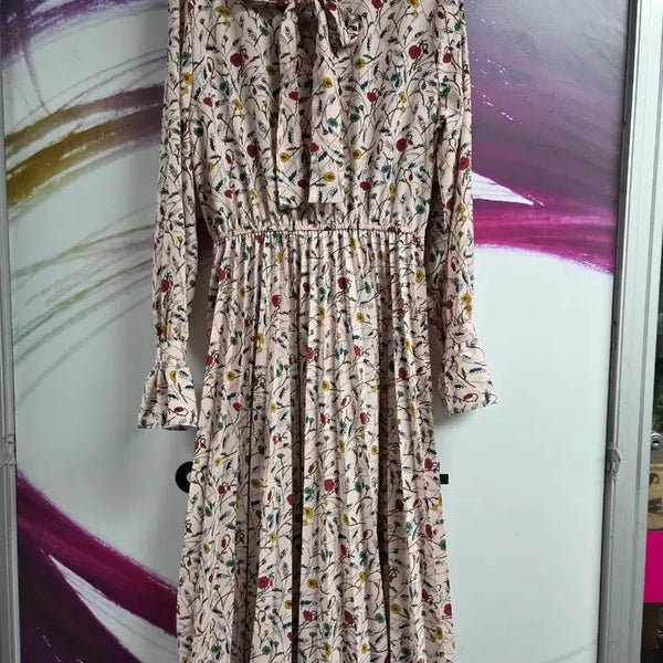 [BUNJANG] Ozoc Chiffon Flower Pattern Ribbon Dress / 쉬폰 플라워 패턴 리본 원피스