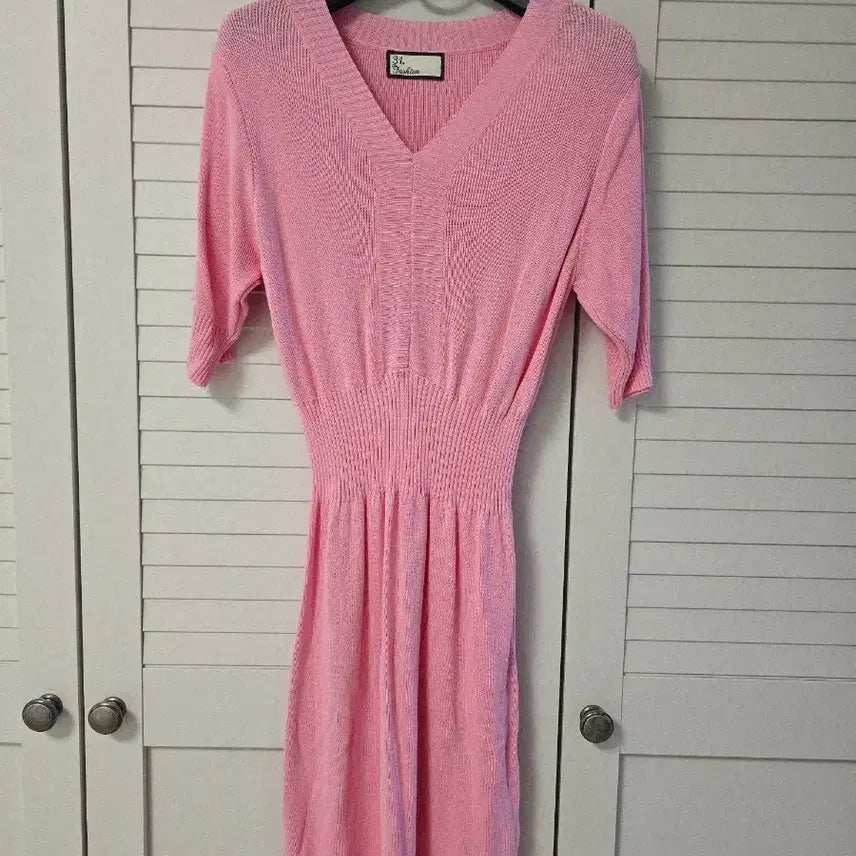 [BUNJANG] Pink Knit Midi Dress Size 55 / 핑크 니트 원피스 55