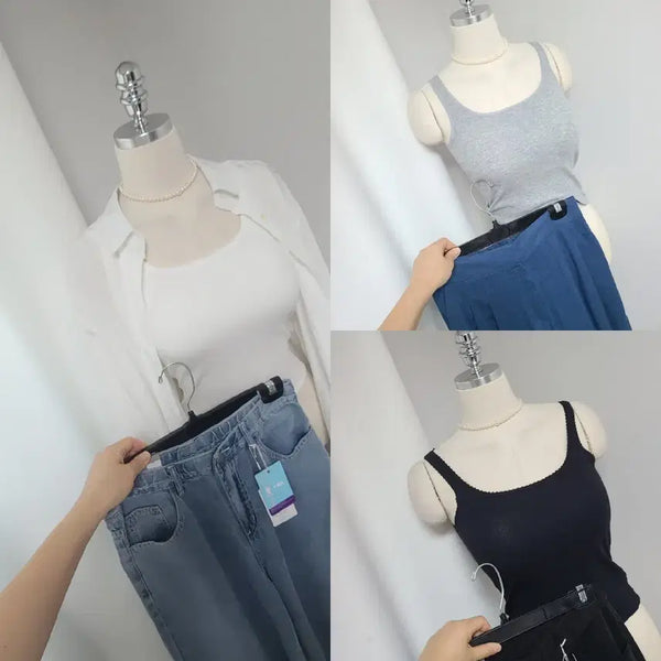[BUNJANG] New Lace Point Ribbed Cami Tank Top / 새-레이스포인트 잔골지 캡나시