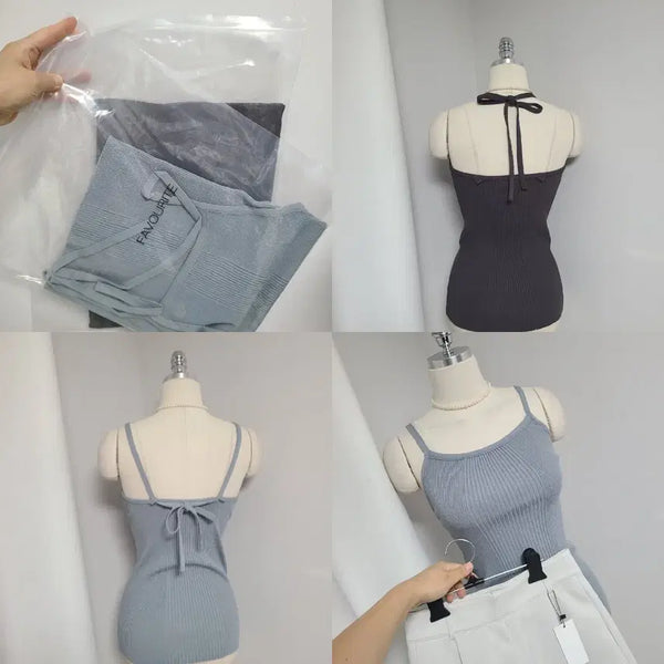 [BUNJANG] Favorite Two-Way Knit Sleeveless Top / 새-페이보릿-투웨이 니트나시