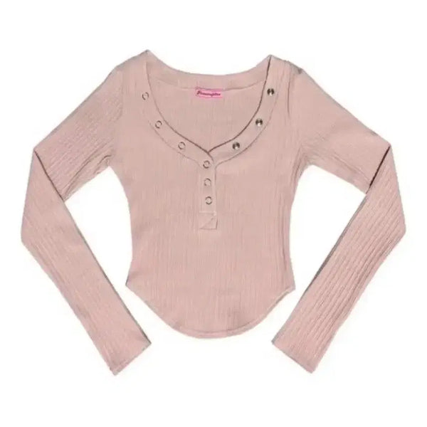 [BUNJANG] Please No Follow Pink Bunny Snap Button Top / 플리즈노팔로우 핑크 버니 스냅 버튼 탑