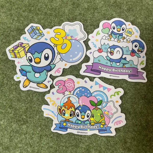 [BUNJANG] Pokemon 30th Anniversary Piplup Sticker Set & Pokepi pouch Gacha / 포켓몬 성수 30주년 벌스데이 생일 팽도리 스티커 포켓피스 파우치 가챠