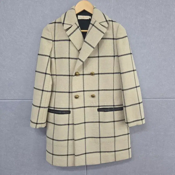 [BUNJANG] Tory Burch Windowpane Check Double-Breasted Wool Blend Coat (Size S) / TORY BURCH 토리버치 윈도우페인 체크 더블 코트