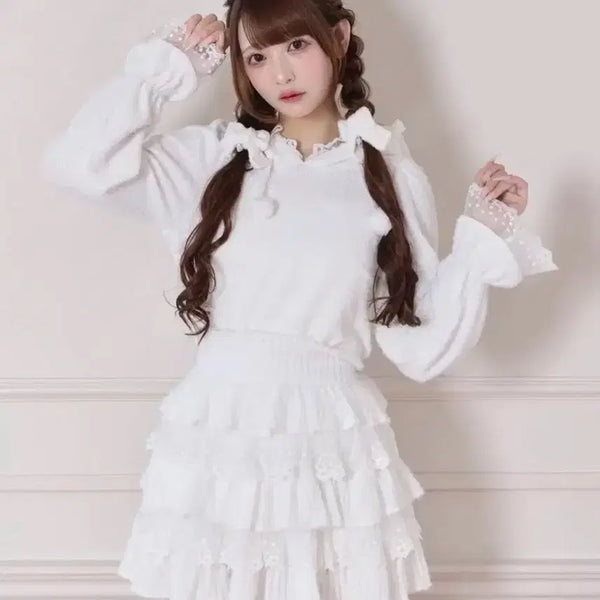[BUNJANG] Honey Cinnamon Lace Tiered Layered Skirt / 허니시나몬 레이스 티어드 레이어드 스커트 양산형 지뢰계 스나계 리즈리사
