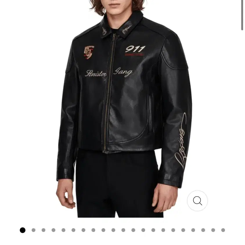 [BUNJANG] Nano Studio Porsche 911 Cropped Leather Jacket XL / 나노스튜디오 포르쉐 911 크롭 레더 재킷